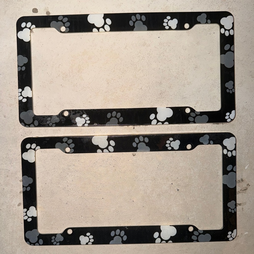 Paw Print Car License Plate Frame Cover